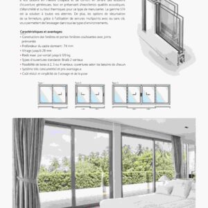 BAIE COULISSANTE  SCHÜCO S74 Uw = 1,30 W/(m2K